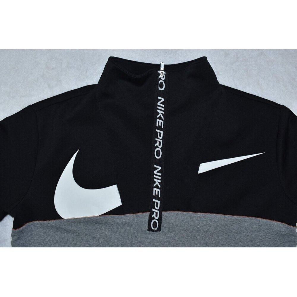 Nike Plus Zip Thru Sweat Womens Pullover Size 2X Black Cropped Funnel Neck Flaws - Picture 3 of 14